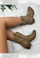 COWBOY BOOTS BROWN WESTERN COWGIRL BOOTS