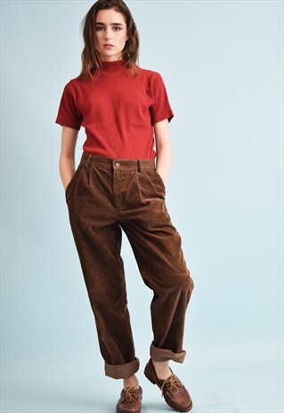 90'S RETRO OVERSIZED CORDUROY REGULAR WAIST TROUSERS