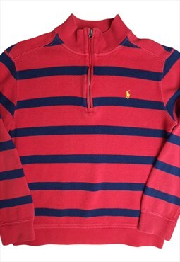 Vintage Ralph Lauren 1/4 zip sweatshirt striped red blue