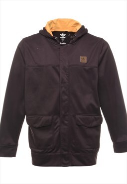 Vintage Adidas Dark Brown Hooded Sweatshirt - L