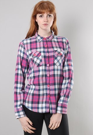 VINTAGE 90S PINK CHECK FLANNEL SHIRT