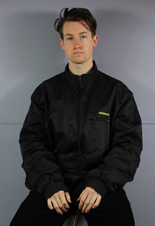 VINTAGE ADIDAS WORKWEAR BOMBER JACKET IN BLACK WITH ZIP POCK