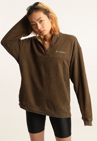 VINTAGE COLUMBIA EMBROIDERED SPELLOUT 1/4 ZIP SWEATSHIRT