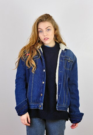 VINTAGE 90S LEE COOPER FAUX FUR COLLAR DENIM JACKET