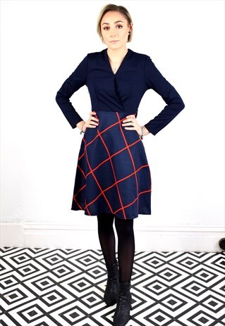 VINTAGE 80'S JAPANESE NAVY BLUE MIDI DRESS