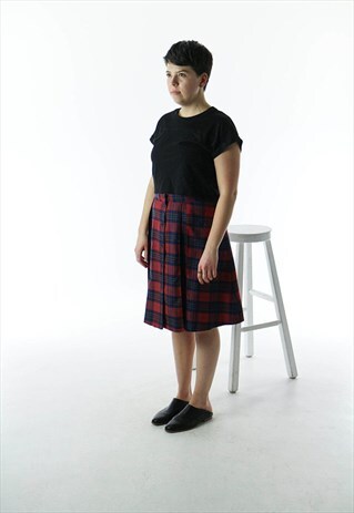 PLAID SKIRT / HIGH WAISTED SHORT WOOL SKIRT / COLLEGE SKIRT