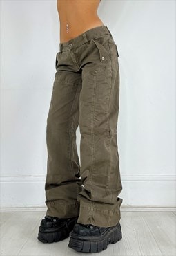Vintage Y2k Cargo Pants Trousers Utility Khaki Army 90s 00s