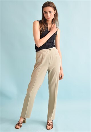 90'S RETRO HIGH WAIST NEUTRAL CLASSIC CUT TROUSERS