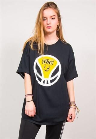 VINTAGE 90S BLACK TLU BULLDOGS PRINT OVERSIZED T-SHIRT