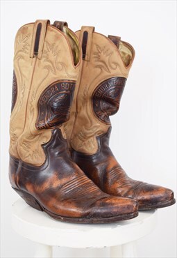 Vintage 90's Cowboy Boots in Brown Leather