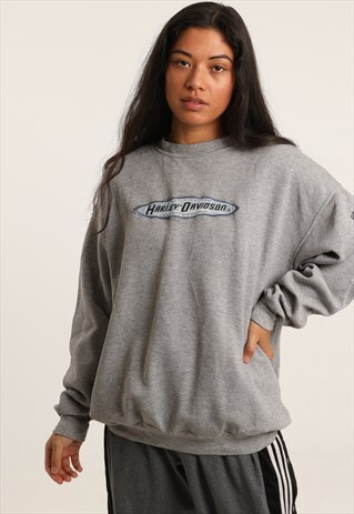 VINTAGE HARLEY DAVIDSON EMBROIDERED SPELLOUT SWEATSHIRT