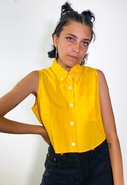 Vintage fendissime cropped sleeveless yellow shirt 
