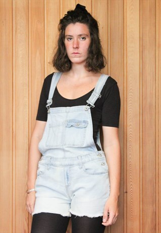 VINTAGE BLUE SHORT DENIM DUNGAREES