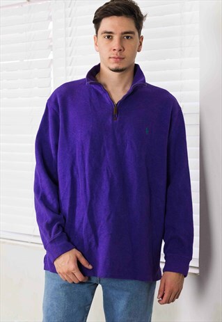VINTAGE RALPH LAUREN 1/4 ZIP FRONT JUMPER LOGO 90S XL 22.1