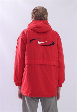 VINTAGE MENS NIKE BIG LOGO SWOOSH WINTER WINDBREAKER JACKET
