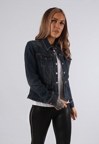 VINTAGE DENIM JACKET OLD NAVY FITTED UK 8 - 10 XS S (B4V)