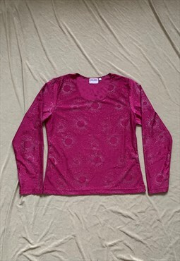 Y2K Burgundy Long Sleeve Pretty Sparkly Top