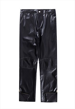 Slim fit faux leather trousers rocker pants in black