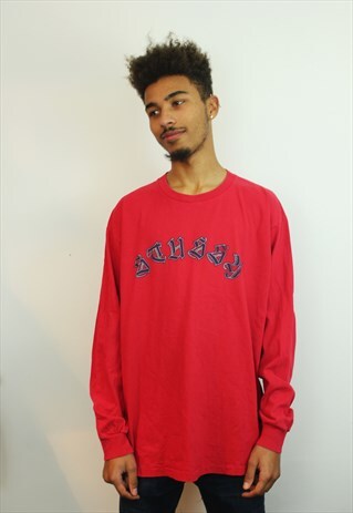 VINTAGE 90'S STUSSY RED LONG-SLEEVE T-SHIRT, EXTRA LARGE