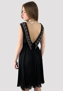 Vanna Vintage 60's Black Sheer Diamante Sequin Evening Dress