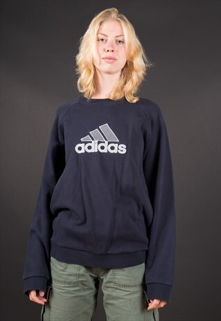 BLUE BIG LOGO SPELL OUT ADIDAS SWEATSHIRT
