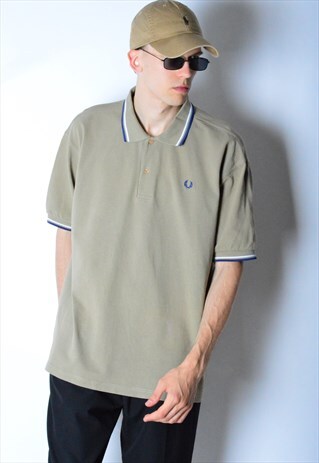 VINTAGE 90S KHAKI FRED PERRY POLO SHIRT