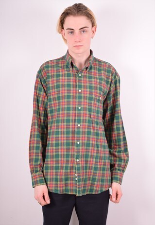 MENS VINTAGE SHIRT XL GREEN CHECK 90S