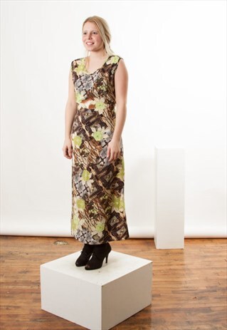 ON SALE MAXI ABSTRACT DRESS / SLEEVELESS FLORAL DRESS