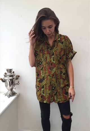 CRAZY PATTERN OVERSIZED RETRO VINTAGE UNISEX FESTIVAL SHIRT