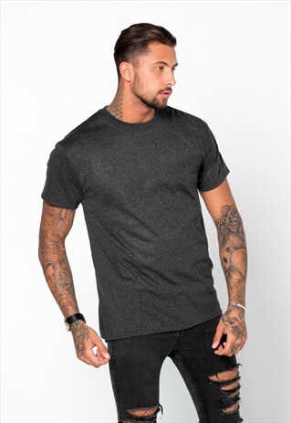 ESSENTIAL BLANK T-SHIRT - HEATHER BLACK GREY