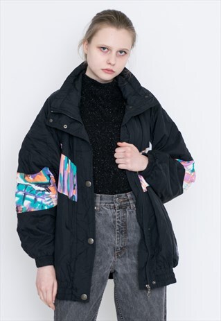 VINTAGE BLACK PATTERNED RETRO JACKET