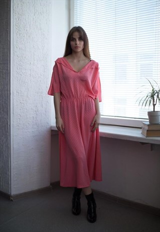 VINTAGE 80'S MIDI PINK SHORT SLEEVED DRESS