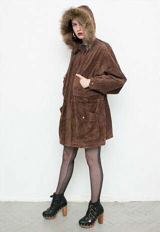 BROWN SUEDE PARKA COAT