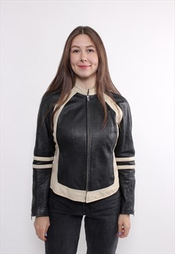 90s leather motorsport Jacket, vintage biker racing crop 