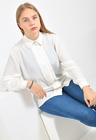 VINTAGE LONG SLEEVE SHIRT IN WHITE