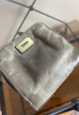 Vintage Grey Oyster Shell Boss Leather Wallet