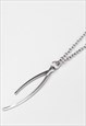 WISHBONE CHAIN NECKLACE FOR MEN SILVER LUCKY PENDANT FOR HIM