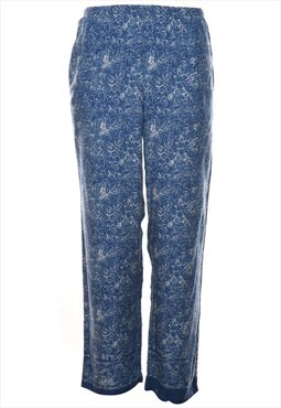 Vintage Blue Floral Print Trousers - W28 L30