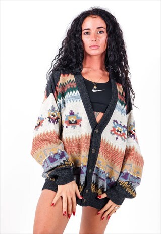VINTAGE PATTERNED KNIT CARDIGAN K554