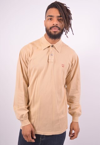 VINTAGE VALENTINO POLO SHIRT LONG SLEEVE BROWN