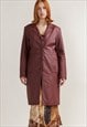 VINTAGE 90S GRUNGE MINIMAL BURGUNDY BUTTON UP COAT M