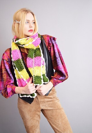 VINTAGE 80'S WARM WINTER HANDMADE SCARF IN CROCHET