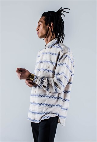 VINTAGE 90S CRAZY PATTERN SHIRT IN BEIGE