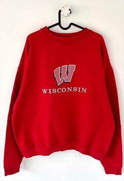 Vintage adidas Wisconsin badgers red sweatshirt large 90s