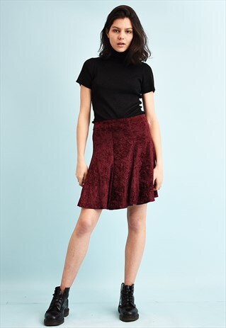 90'S RETRO VELVET GRUNGE MINI SKIRT