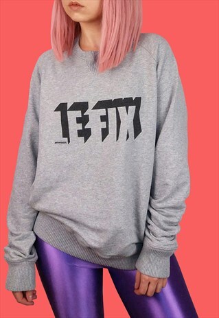 LE FIX ORIGINAL UNISEX SWEATSHIRT RETRO FRONT LOGO IN GREY