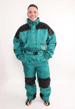 Multicolor One piece ski suit, vintage 80s snowsuit,