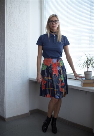 VINTAGE 60'S MULTI COLOUR FOWER PATTERNED HIGH WAIST SKIRT