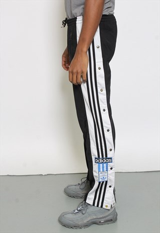 VINTAGE ADIDAS POPPER TRACKSUIT TRACK PANTS BOTTOMS BLACK