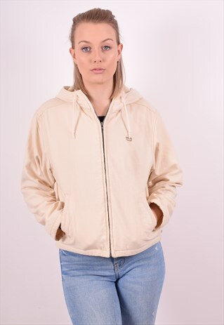 NIKE WOMENS VINTAGE HOODIE JACKET SMALL BEIGE 90S